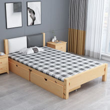 实木床折叠床单人床1.2米家用租房双人床软靠办公室简易床午睡床