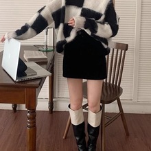 小个子冬季秋冬半裙毛呢半身裙女xs150高腰a字包臀裙打底短裙包裙