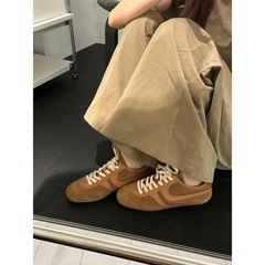 2025秋季真皮阿甘鞋休闲百搭运动鞋复古系带小众低帮内增德训鞋女
