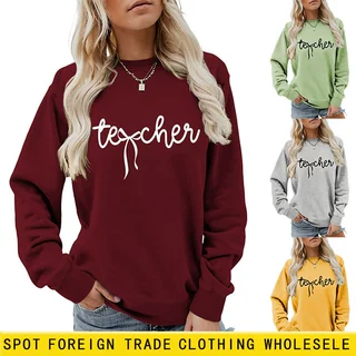 亚马逊ebay独立站休闲时尚简约百搭女士techer秋冬圆领长袖衫卫衣
