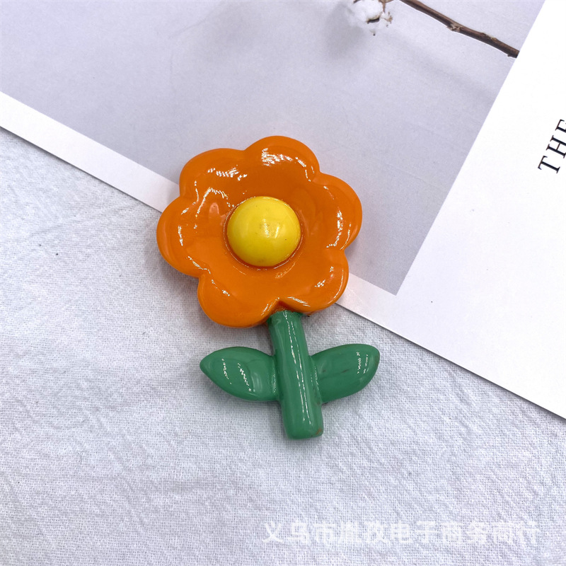 Nuevo girasol DIY crema pegamento teléfono caso horquilla refrigerador pegatina joyería resina accesorios coloridos flores tridimensionales