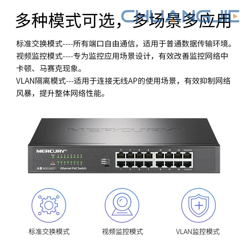 Коммутатор MERCURY MSG16CP 16-портовый полный Gigabit Ethernet, PoE