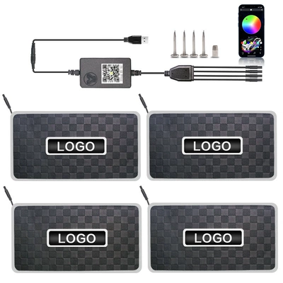 Car Colorful Foot Pads, Ambient Lights, New Universal Led Full Colorful Foot Lights, Music Rhythm Sound-Controlled Dj Foot Lights (Universal Foot Pad) - grid-pattern-usb