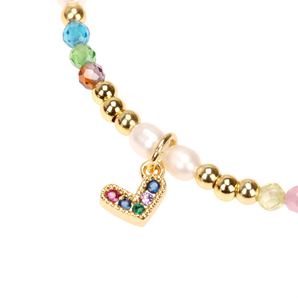 personnalit couleur mixte pierre semiprcieuse couleur perle bracelet pendentif coeur en zirconiumpicture3