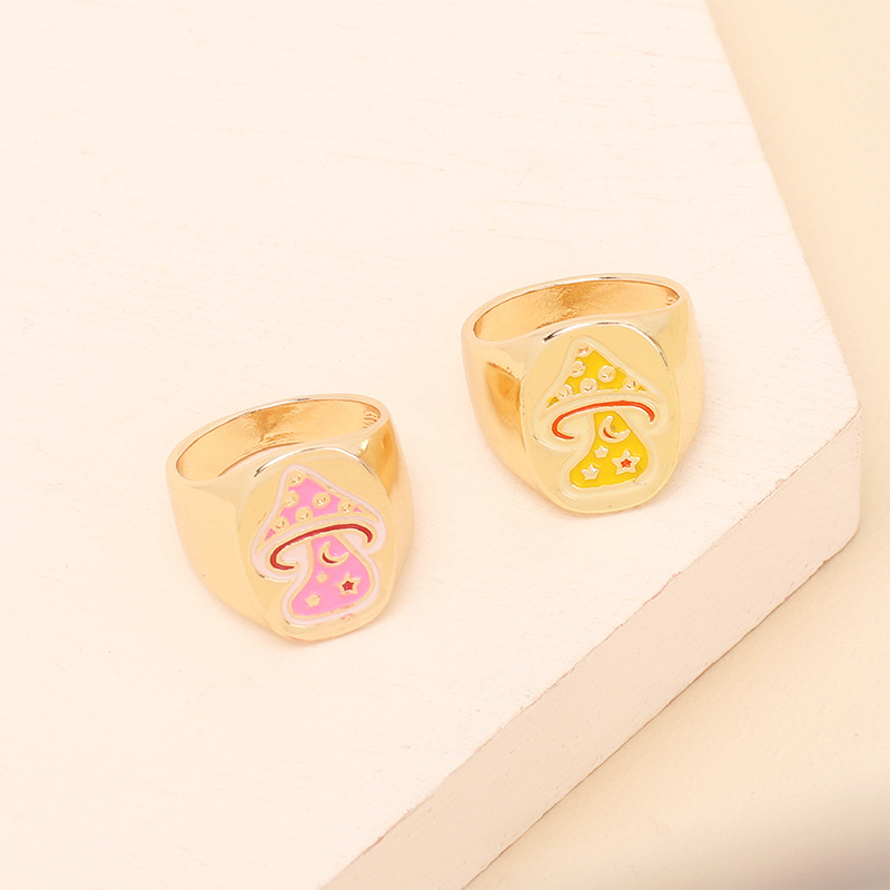 8g Weight Women'S Gender Pink, Yellow Color One Size Size Wholesale Jewelry Retro Mushroom Glossy Ring Nihaojewelry 2