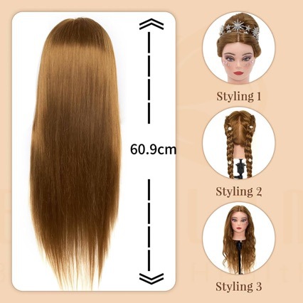 Hairdresser práctica de cabeza de modelo de cabello semirreal cabeza de cabeza de muñeca cabeza de enseñanza de cabeza de cabello de trenzado modelo de cabello de placa de calentamiento