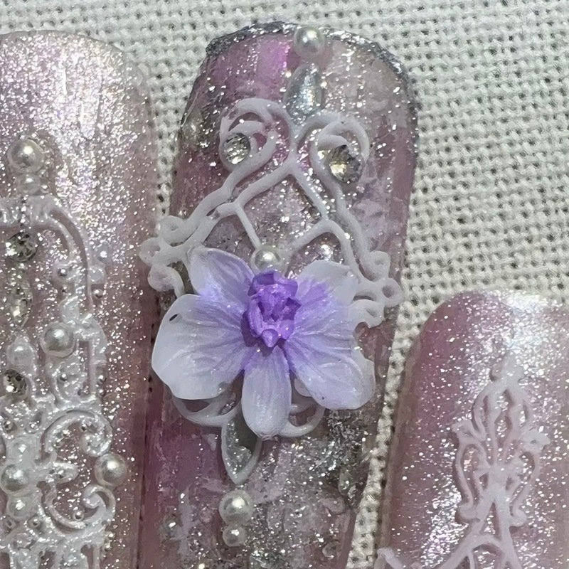 美甲模具蝴蝶兰立体雕花法式装饰diy浮雕高透蝴蝶结硅胶指甲|undefined