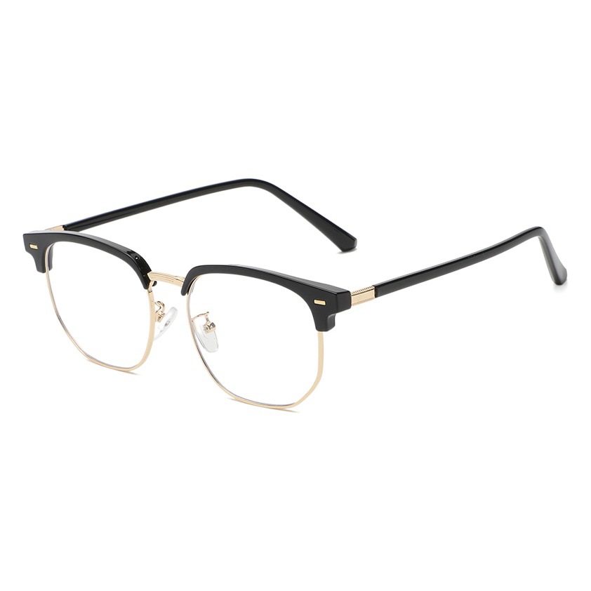 Gafas de Media Montura Retro Personalizadas, Estilo Casual de Negocios para Hombre, Modernas para Mujer, con Protección Anti-Luz Azul y Lentes Transparentes