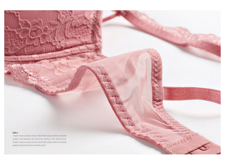 9271 Sexy Lace Lightweight Women's Underwear Steel Ring Gathering Large Size Bra Set_voghion.com