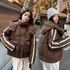 2025年新款小个子韩版学院风羽绒棉服女时尚休闲连帽棉衣棉袄外套