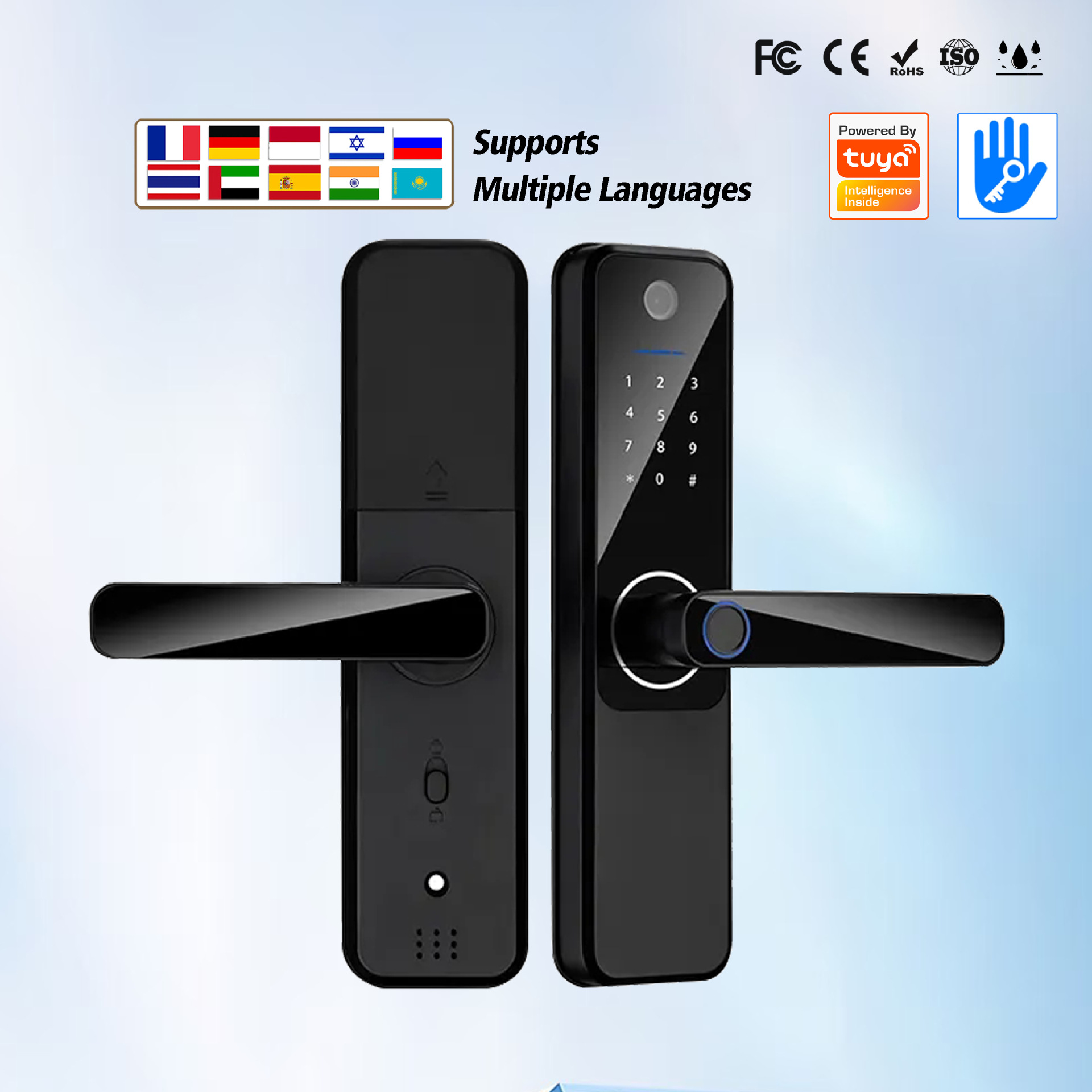 办公室涂鸦指紋锁摄像头钥匙智能密码锁双舌通通梯控酒店客房锁