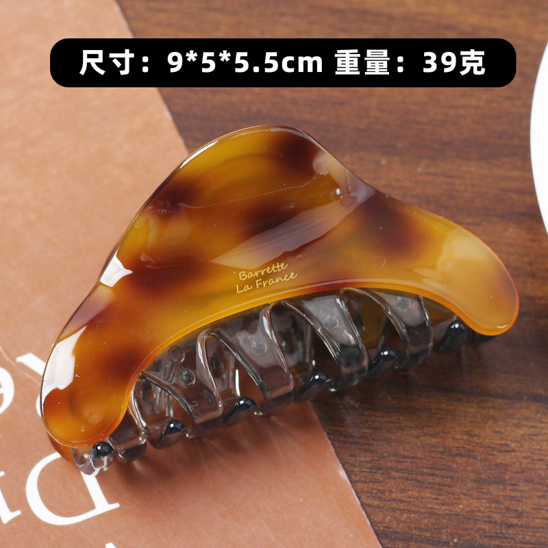 新款复古琥珀三角仿醋酸抓夹女高质量高端质感后脑勺鲨鱼夹气质|undefined