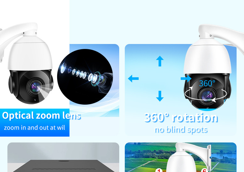 Sınır Ötesi Bestseller 8 Milyon Zoom IP PTZ Kapalı Devre Televizyon Kamerası Açık Alan HD Kızılötesi Gece Görüşü POE
