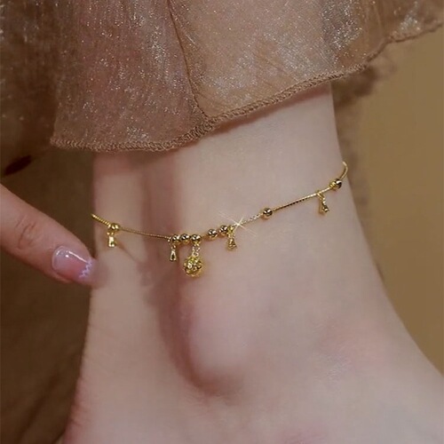  new light luxury and high-end titanium steel bell anklet Internet celebrity niche design ins cold style anklet