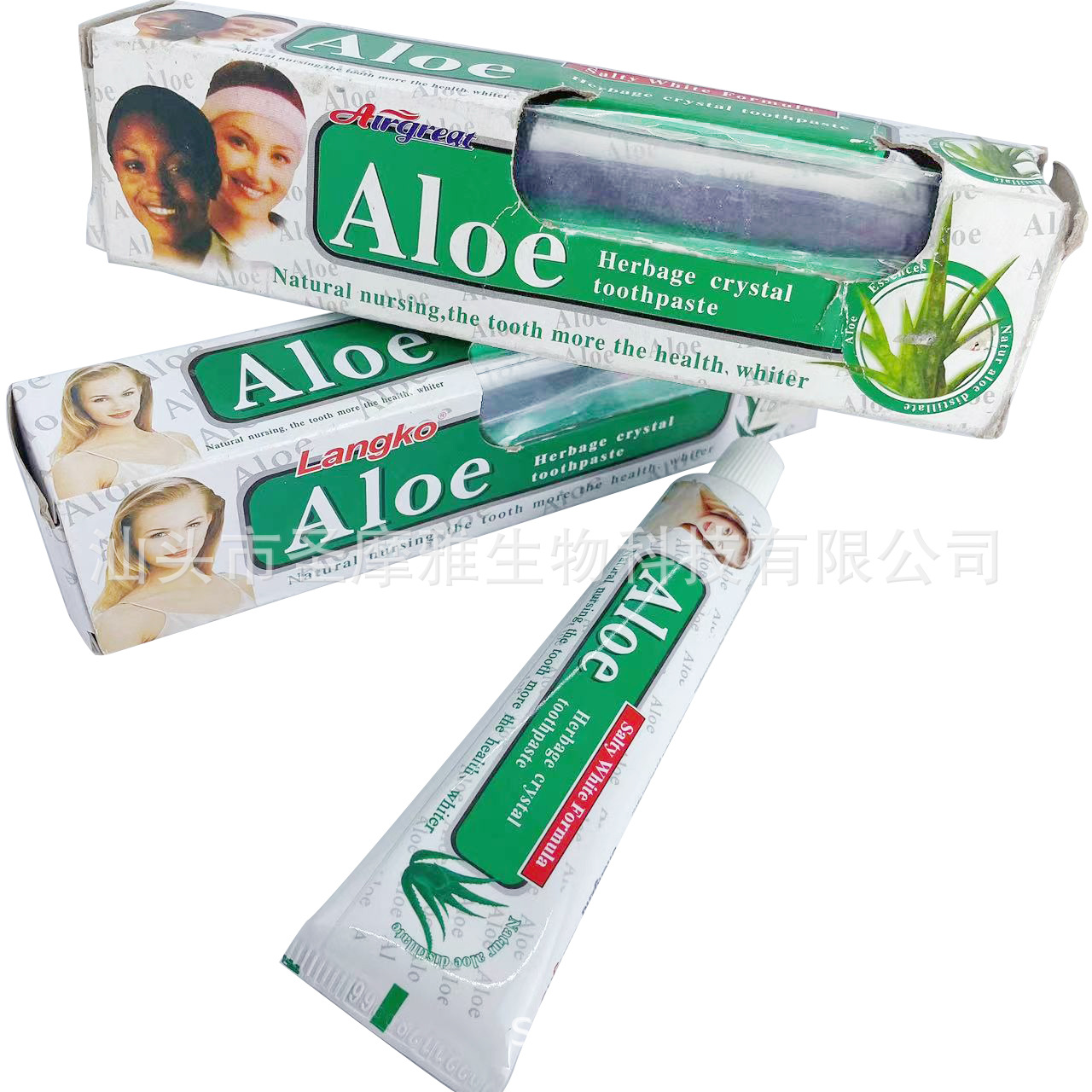 Cross-border foreign trade English export aloe toothpaste aloe toothpaste 105g crystal transparent paste with toothbrush