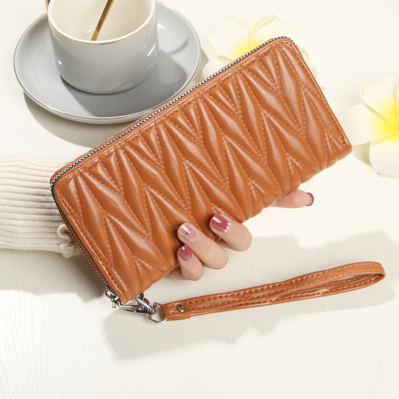 New Women's Wallet Women's Single Pull Zipper Clutch Fashionable European and American Wallet Large Capacity Soft Leather Change Mobile Phone Bag New Women's Wallet Women's Single Pull Zipper Clutch Fashionable European and American Wallet Large Capacity Soft Leather Change Mobile Phone Bag