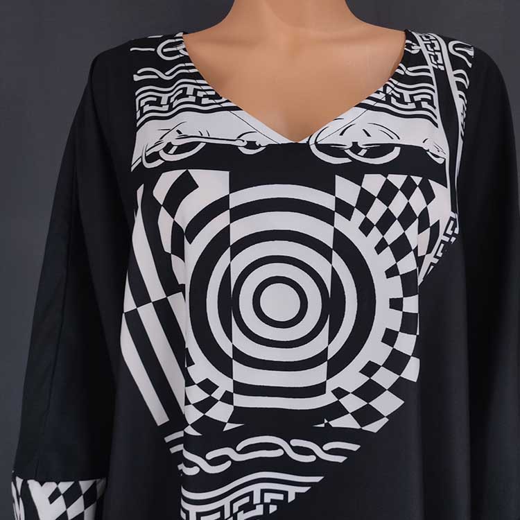 Abaya plus size muslimsk klänning med afrikanskt tryck för damer_voghion.com