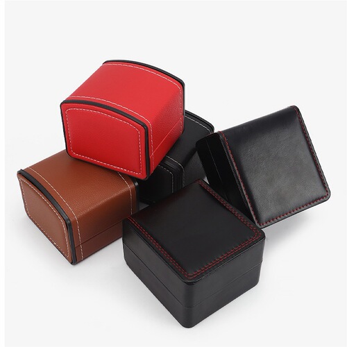 High-end watch box gift box black matte PU leather high-end watch box storage box printable logo packaging box