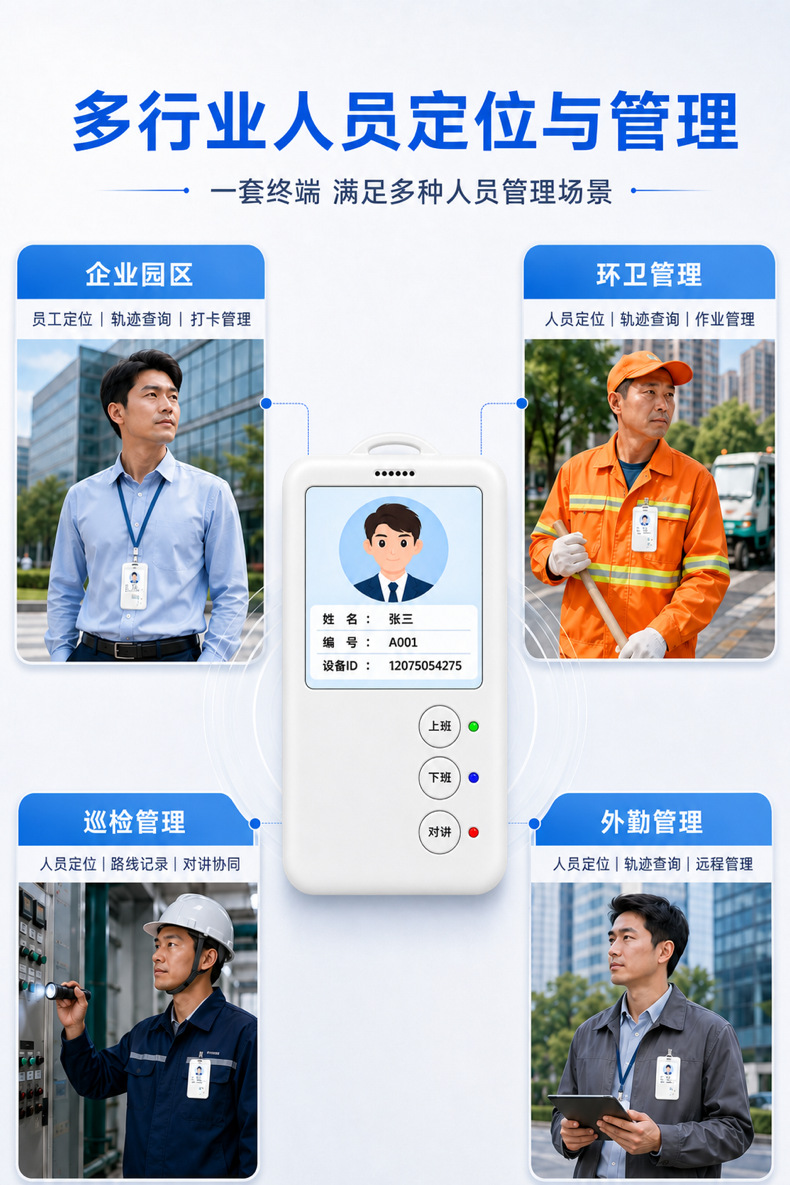 4G electronic work badge personnel locator, employee location tracking, attendance check-in, public network intercom, intelligent Beidou GPS positioning