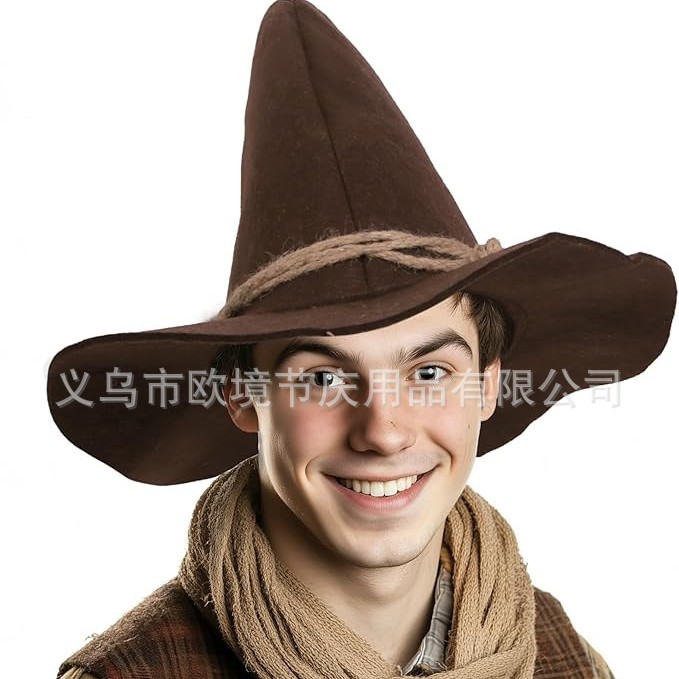 Halloween Witch Hat Women Wide Brim Foldable Halloween Woolen Hat Party Cosplay Costume Accessories
