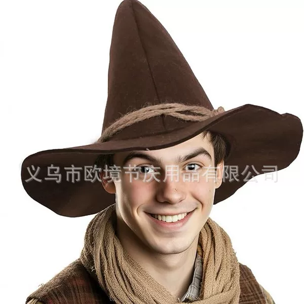 Halloween Witch Hat Women Wide Brim Foldable Halloween Woolen Hat Party Cosplay Costume Accessories
