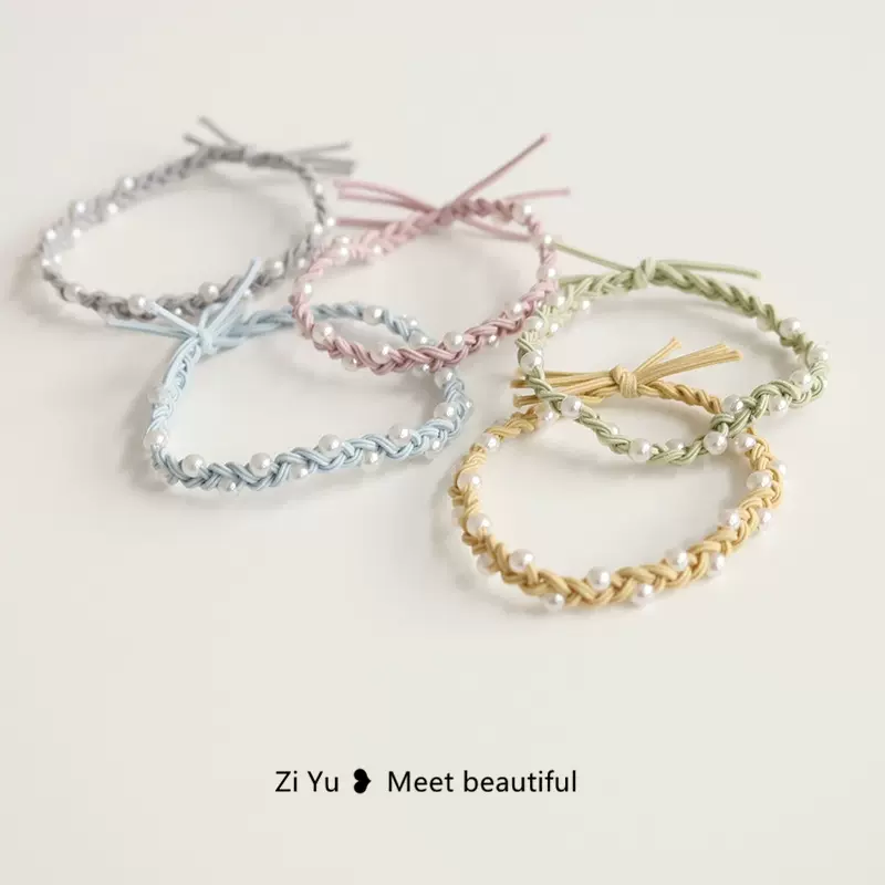 ins发圈珍珠头绳女气质小皮套橡皮筋扎头绳韩版夏天高弹力不伤发