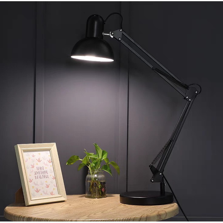 Clip lámpara de escritorio enchufable de metal brazo largo plegable lámpara de trabajo retro americana lámpara de iluminación de oficina 220v protector de ojos