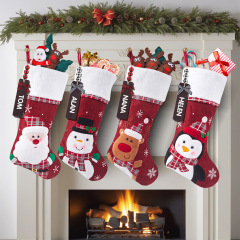国境を越えた新しい人気クリスマス装飾品刺繍クリスマス靴下プレゼント袋クリスマス装飾ペンダント卸売り