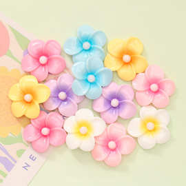 可爱冰透五瓣花朵 diy手工奶油胶发夹头绳手机壳鞋扣树脂饰品配件