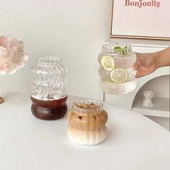 サークルストライプカップメーカー透明ガラスクラウドカップ家庭用ミルク朝食カップアイスアメリカンラテカップウォーターカップ