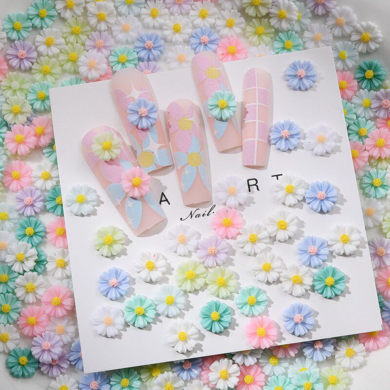 Colorful Daisy nail jewelry fresh sweet resin accessories cream glue diy nail phone case accessories