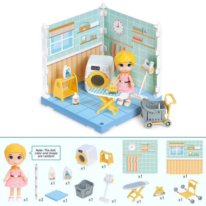 ミニシミュレーションキッチン書斎寝室バスルーム家具女の子子供ままごとおもちゃセット卸売ドールハウス|undefined