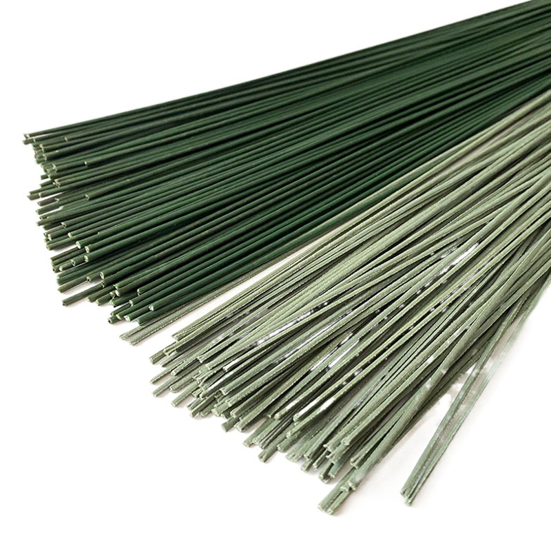 in stock wholesale 2 simulation rubber package rose rod wire mesh flower handmade DIY flower material green wire fake flower branches