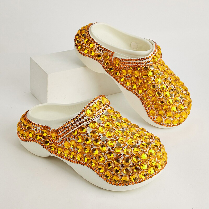 2026 New Style Rhinestone-Studded Thick-Soled Clogs, Women's Fashionable Rhinestone Eva Sandals, Casual Trendy Style