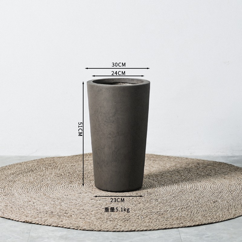 Maceta de barro de magnesio de alta gama de lujo ligero, estilo alto, gran planta verde simple, patio interior, tienda, villa, lavabo de arte de piso