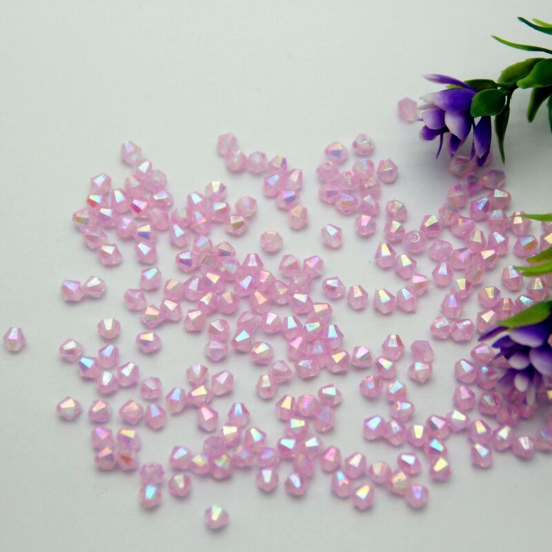 4mm Transparent Double-pointed Diamond Beads AB Color Handmade DIY Beads Electroplated Magic Acrylic Beads Imitation Crystal Beads Door Curtain