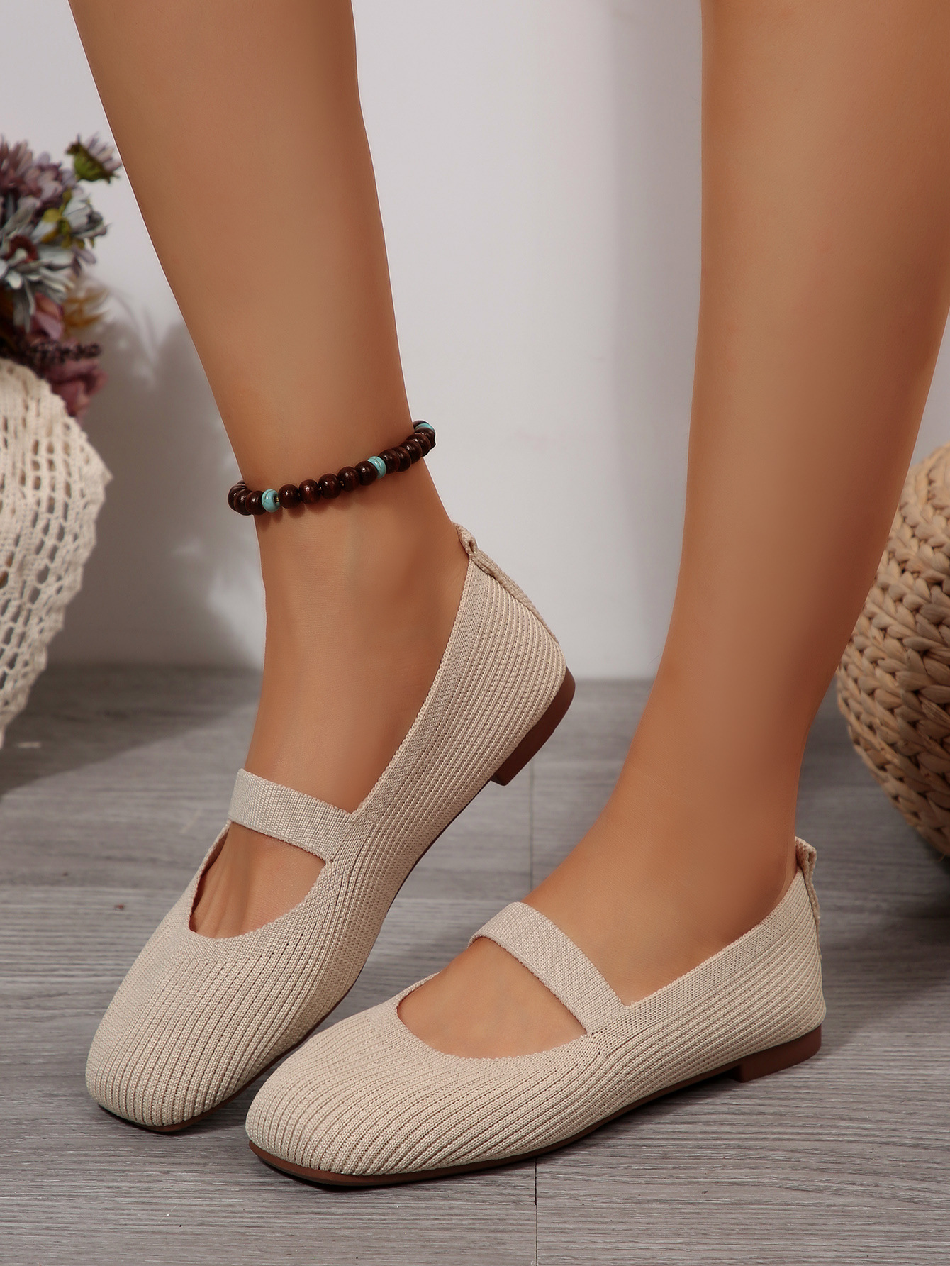 Women's Flat Knit Loafers Breathable Casual Slip On Shoes Low Cut Plus Size Autumn New Style_vogvips.com