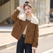 2025冬季新款毛领拼接短款羽绒服女小个子气质显瘦白鸭绒外套MZ13