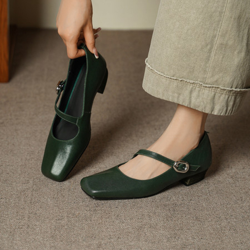 2026 Cowhide Version 3cm Thick Heel Mary Jane Shoes with Silent Heel, Soft Sole, Comfortable and Versatile for Mothers 2026 Cowhide Version 3cm Thick Heel Mary Jane Shoes with Silent Heel, Soft Sole, Comfortable and Versatile for Mothers