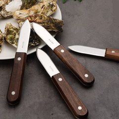 Wholesale 304 stainless steel oyster knife with walnut handle, clam shell opener, thick shell lever tool