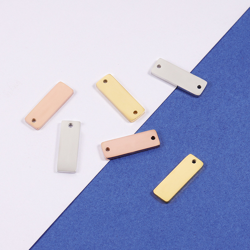 Pendant Jewelry Making Type 1 Piece 6 * 18mm 304 Stainless Steel PVD Coated Real Gold Plated Customization Laser Engraving Solid Color Polished Pendant DIY Jewelry Accessories