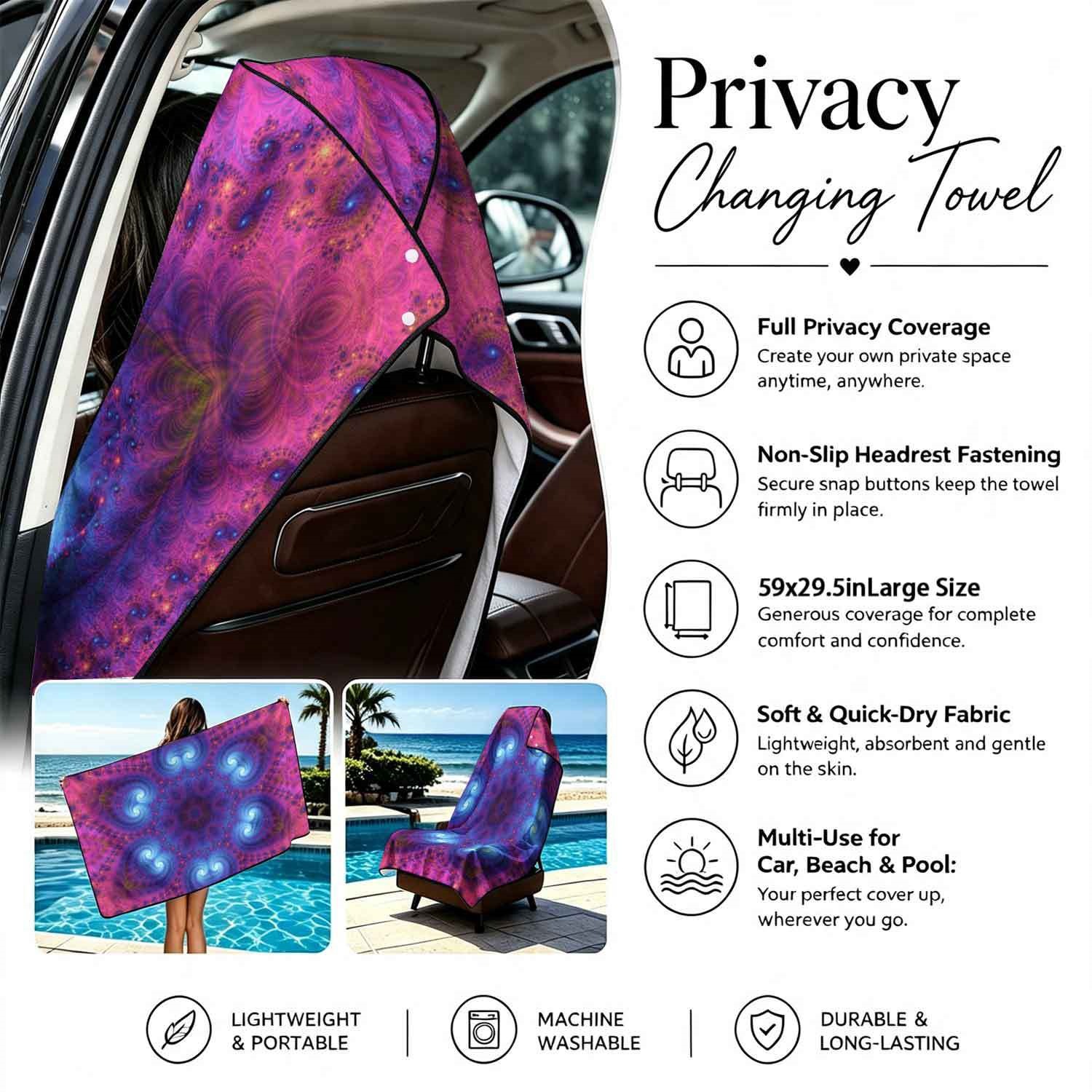 Geometric Bath Towel Car Seat Cover 2-in-1 Microfiber Outdoor Beach Car Dual-Use Universal Seat Cushion