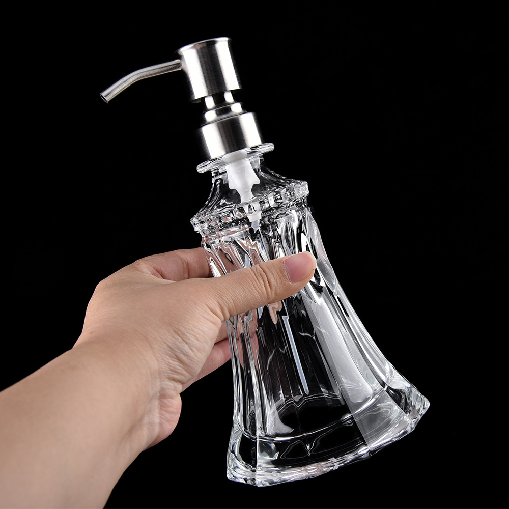 家用洗手液玻璃分装瓶 轻奢不规则乳液按压瓶 酒店洗发水瓶300ml