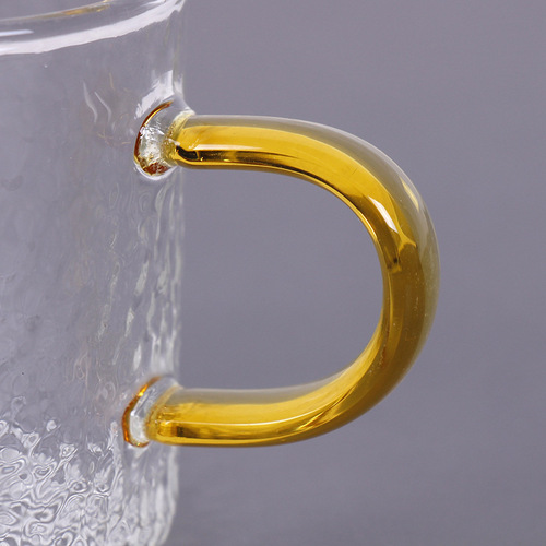 Japanese hammer pattern thickened high borosilicate glass cup with handle small tea cup Kung Fu tea set with handle small tea cup wholesale