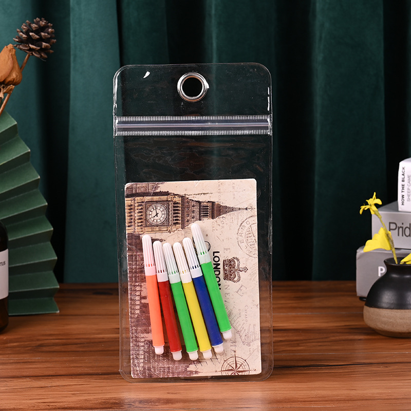 透明磨砂PVC化妆品袋纽扣袋塑料EVA拉链袋挂钩袋立体自封袋密封