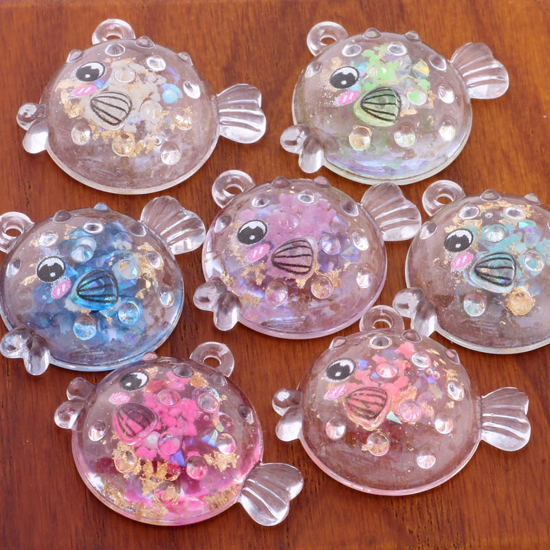 DIY accessories new luminous cartoon puffer fish fun cute children's handmade marine small animal accessories batch