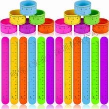 跨境现货190*22mm学生便携拍打彩色手环学习工具刻度尺硅胶啪啪圈