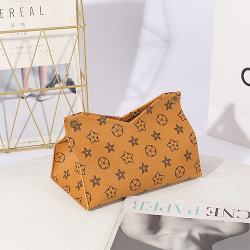 Gunus Nordic leather tissue box old flower tissue box living room household tissue tube car desktop paper tissue box