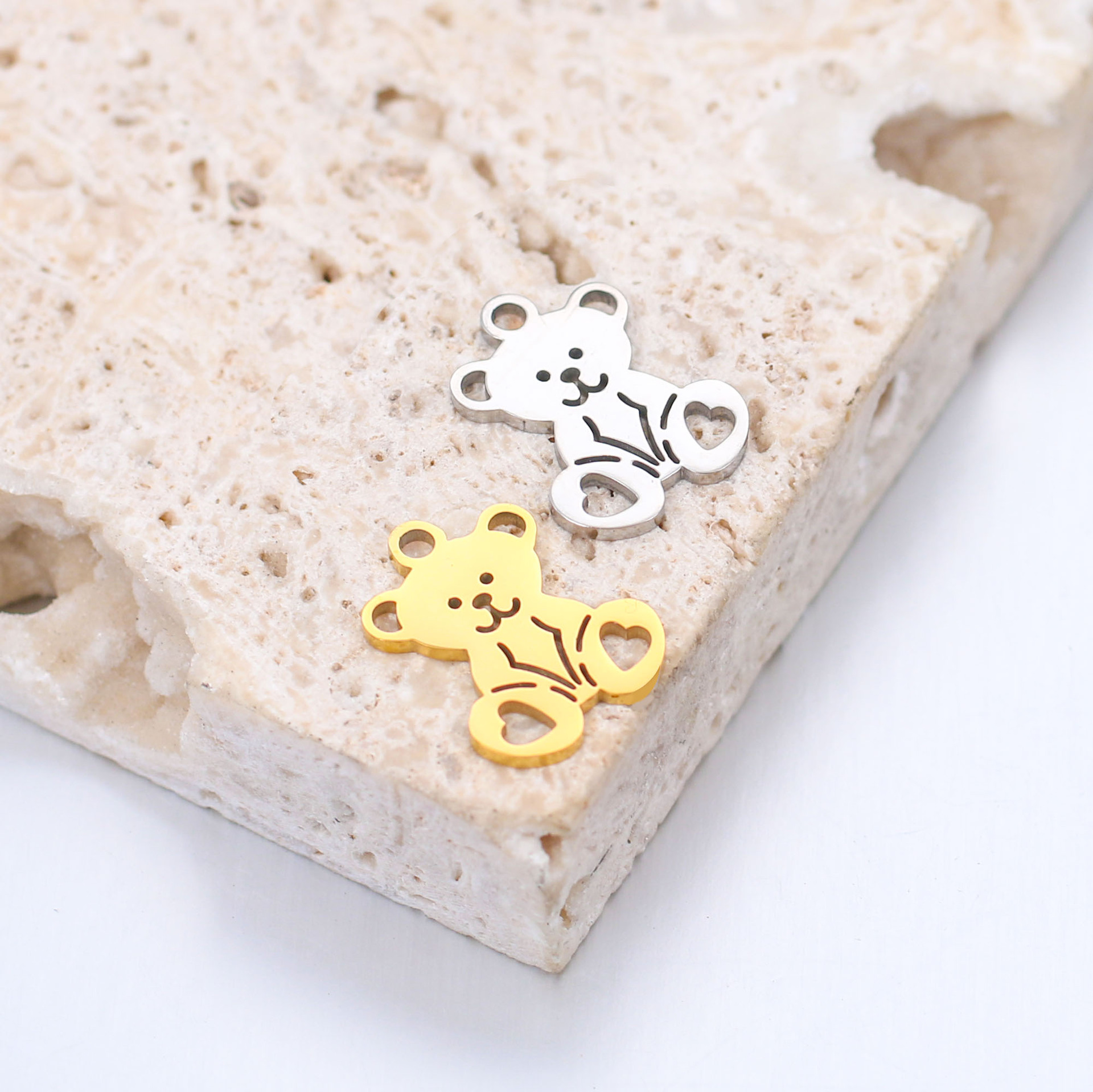 DOOYIO 5 teile/los Edelstahl Charms Hohl Bär Anhänger Kreative Tier Niedlich Für Frauen DIY Schmuck Kennzeichnung Liefert – Detail 3