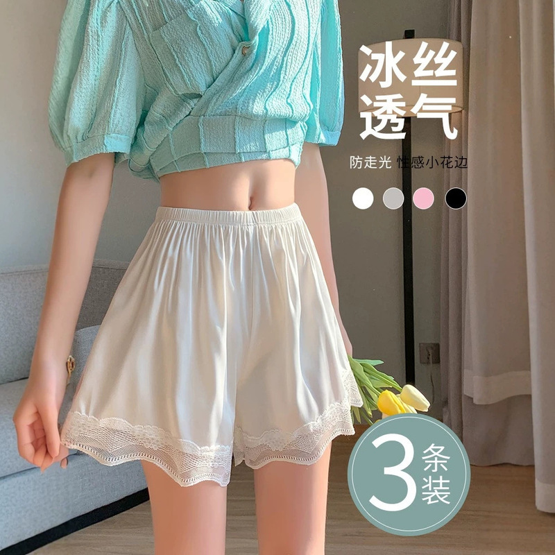Ice Silk Safety Shorts for Women, Anti-Exposure, Summer Thin Style, Large Size, Loose Fit, Can Be Worn Outside, Lace, Non-Curling Edges, Sleep Shorts, Base Shorts Ice Silk Safety Shorts for Women, Anti-Exposure, Summer Thin Style, Large Size, Loose Fit, Can Be Worn Outside, Lace, Non-Curling Edges, Sleep Shorts, Base Shorts